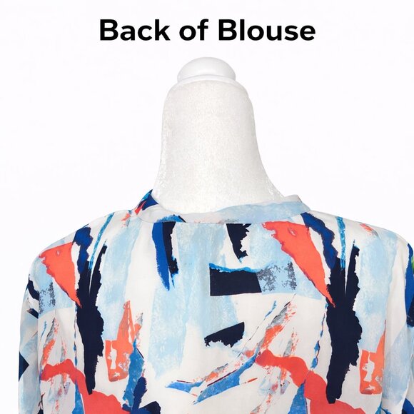 Sejour Plus Size Tunic Blouse 18W Abstract Geometric Print Pullover Orange Blue - Picture 5 of 6